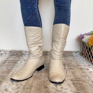 Leather Cream Boots by Worthington